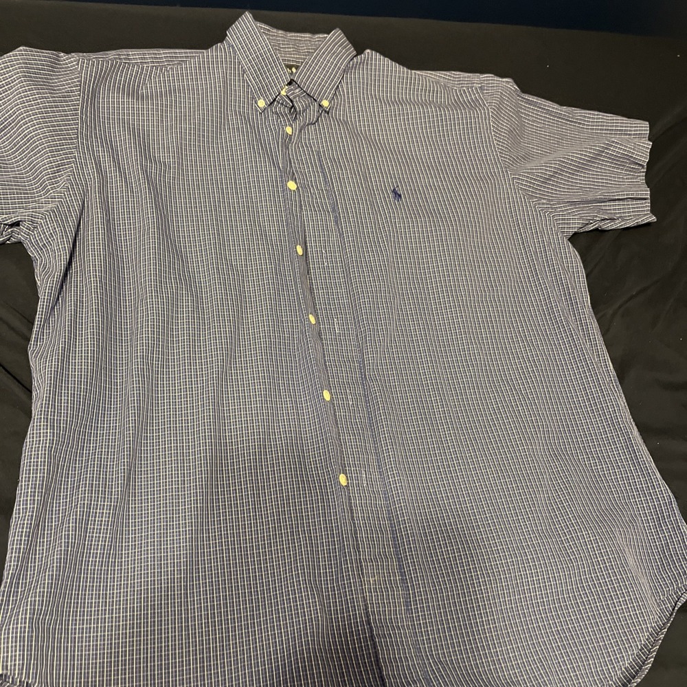 Polo Ralph Lauren Blake Short Sleeve Button Down Blue/White Check/Gingham‎ Sz. L